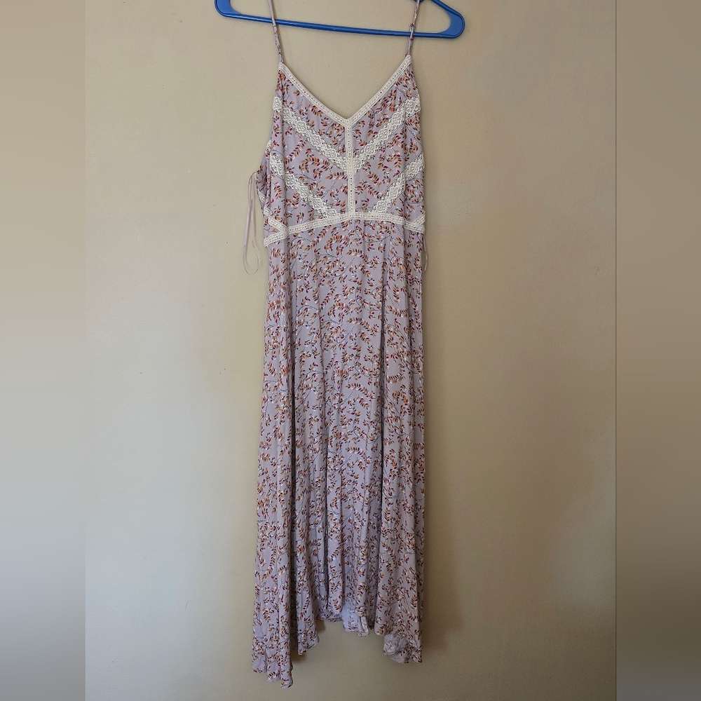 Pale Lavender Floral Spaghetti Strap Dress